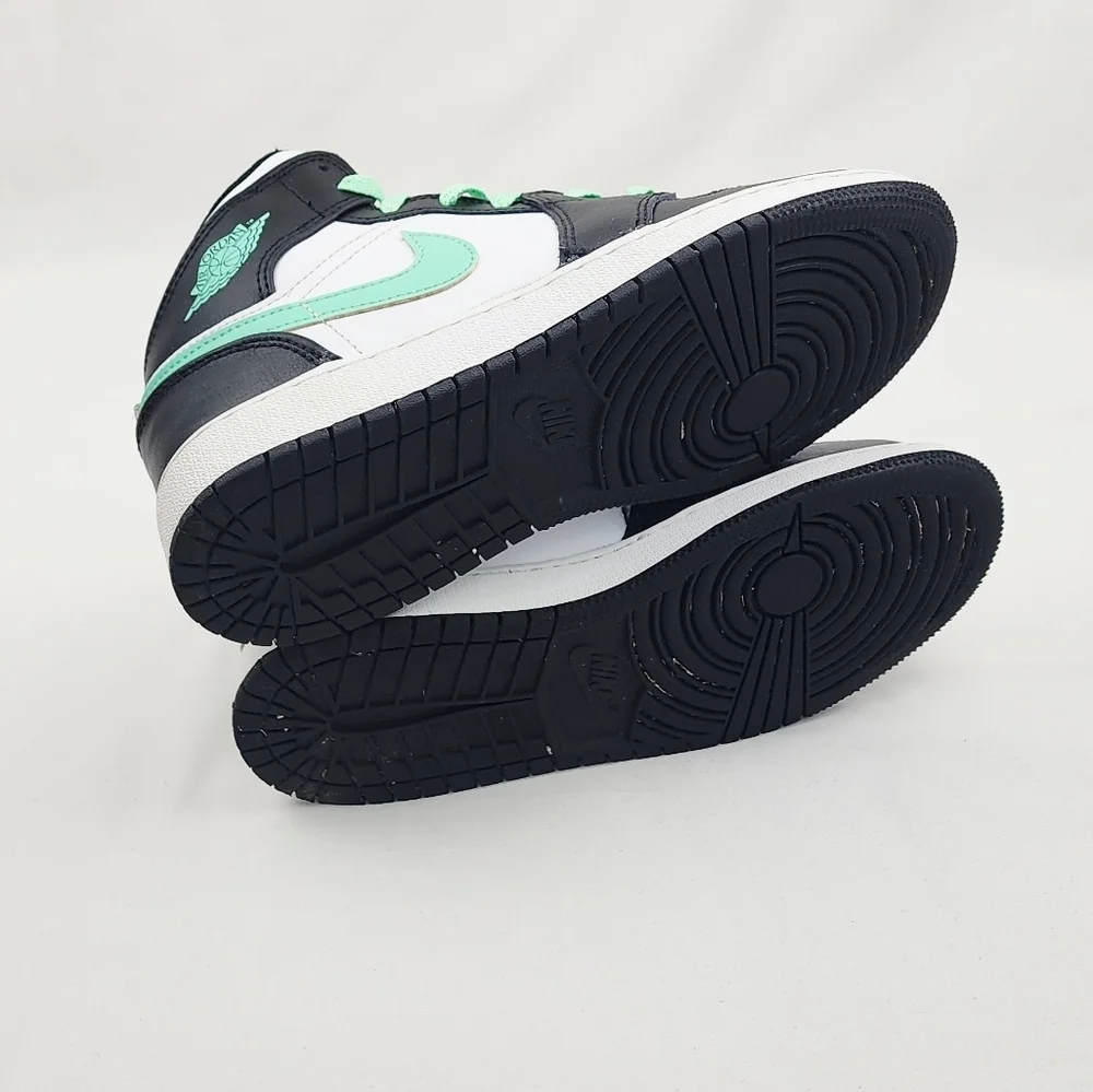 Air Jordan 1 Mid White/Green Glow-Black Sneakers